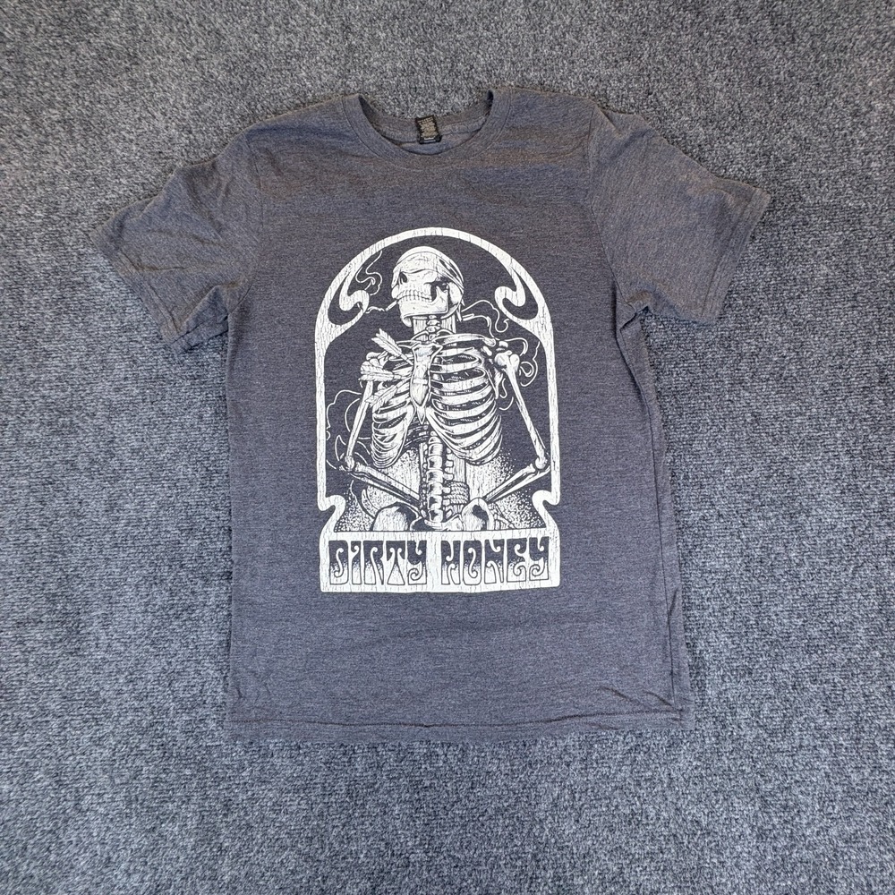 Anvil Triblend Dirty Honey Tied Up T-Shirt Mens S Heather Charcoal Gray Graphic